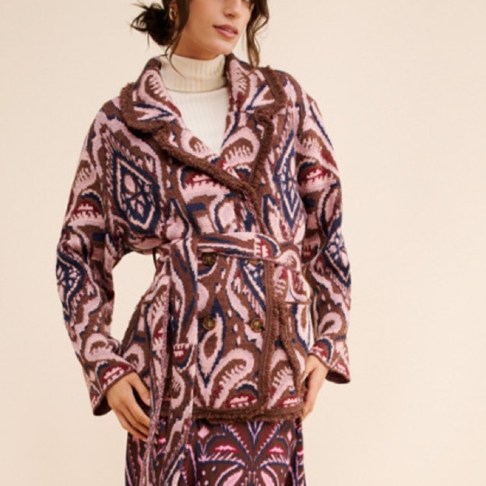 Farm Rio Pineapple Ikat Knit Blazer
